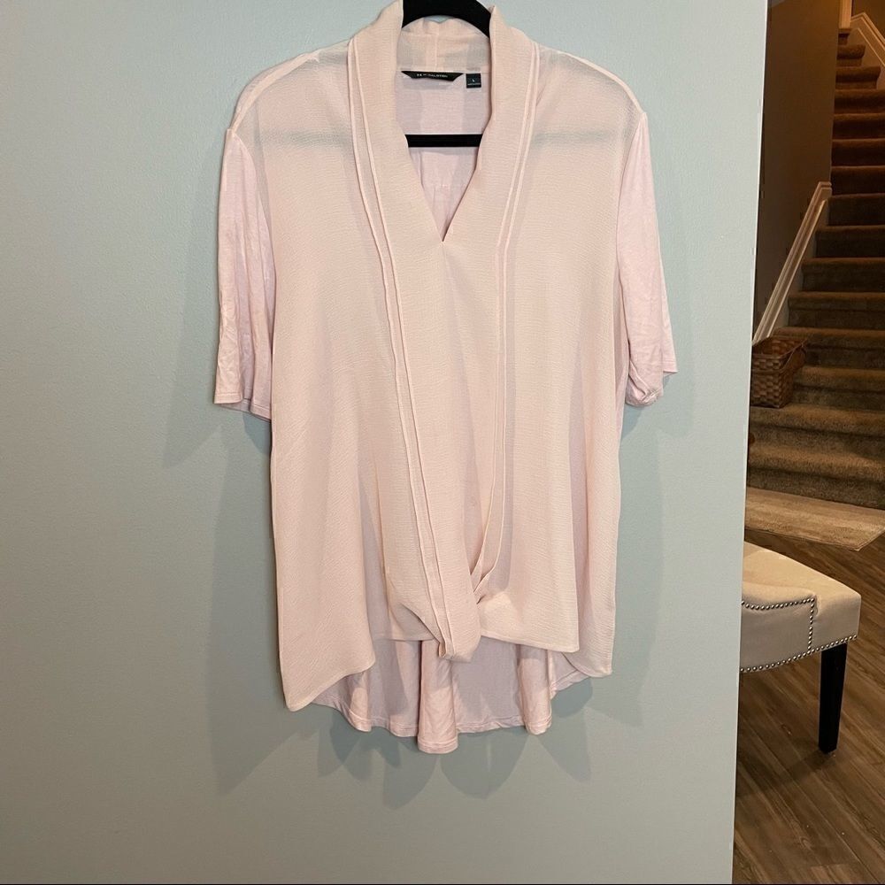 H by Halston Blush Twist Front Blouse Large